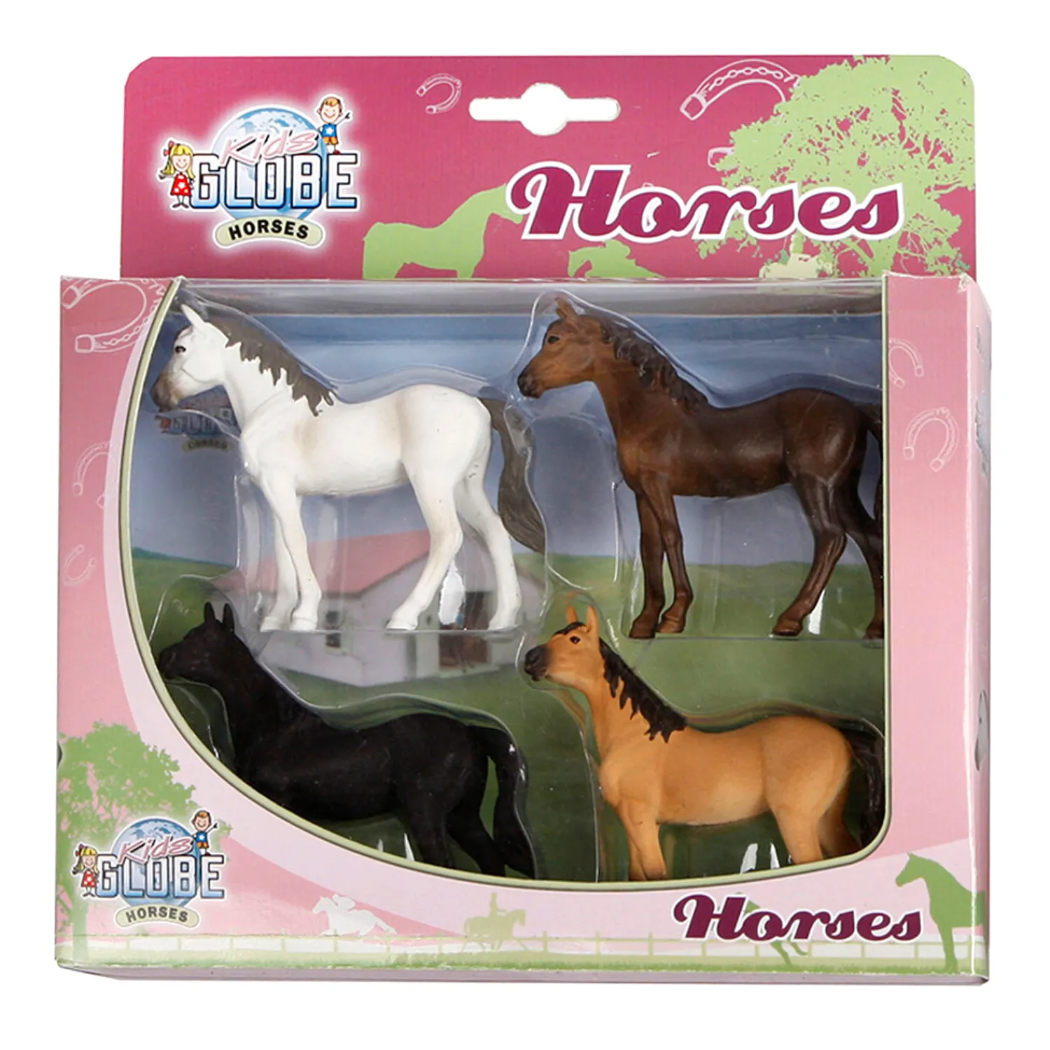 Paarden, 4st. 1:32-Kids Globe New