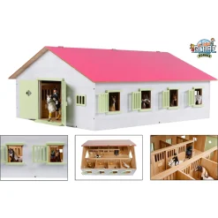 Kids Globe Paardenstal Roze met 7 Boxen, 1:24