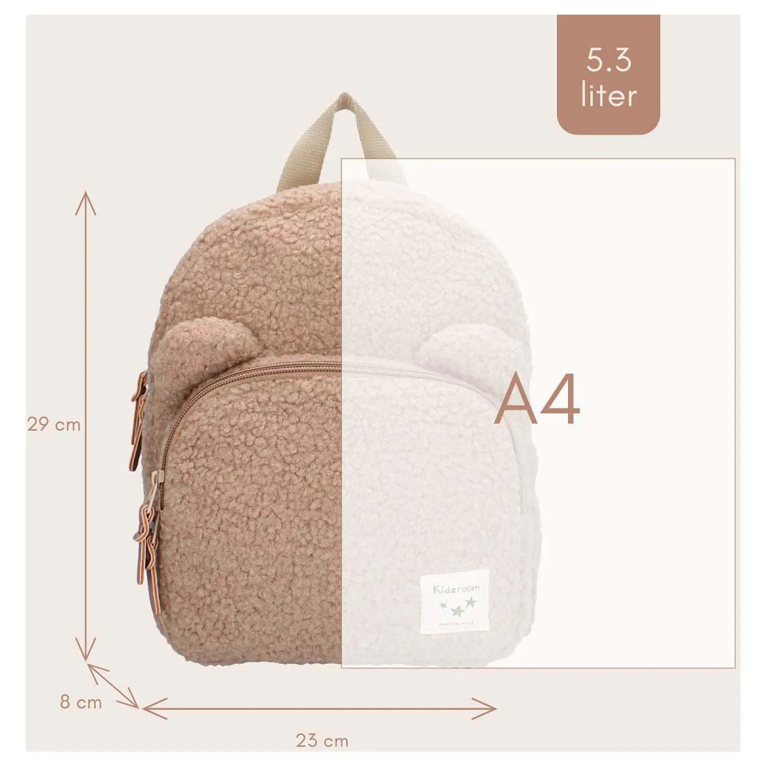 Rugzak Porto Beary Excited Beige>Kidzroom Outlet