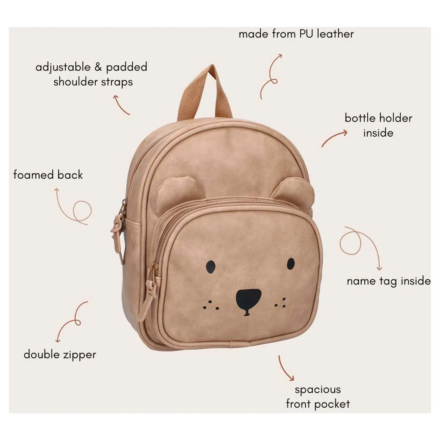 Rugzak Porto Beary Excited Leer-Kidzroom Outlet