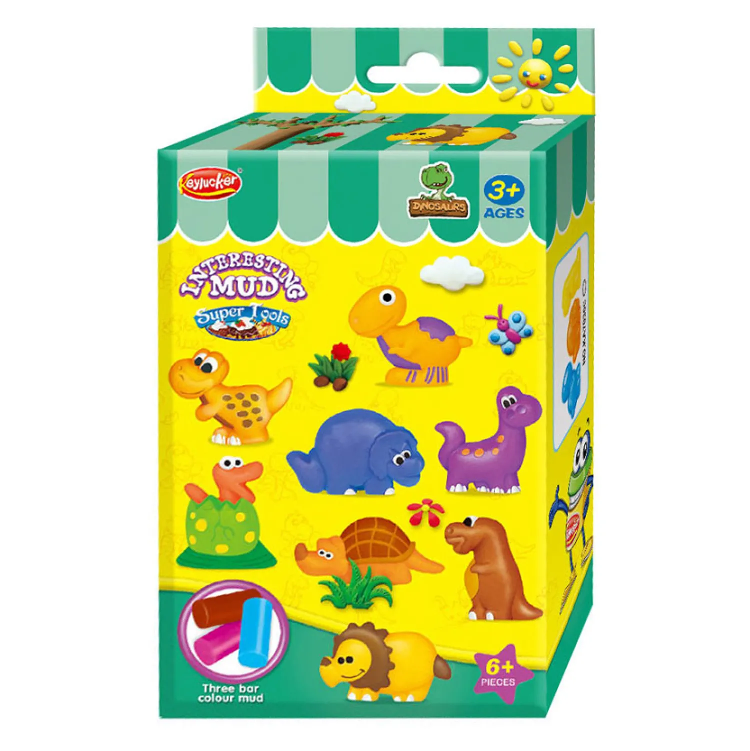 Kleiset met 2 Dinovormen en Tool - 3 Kleuren Klei- Online