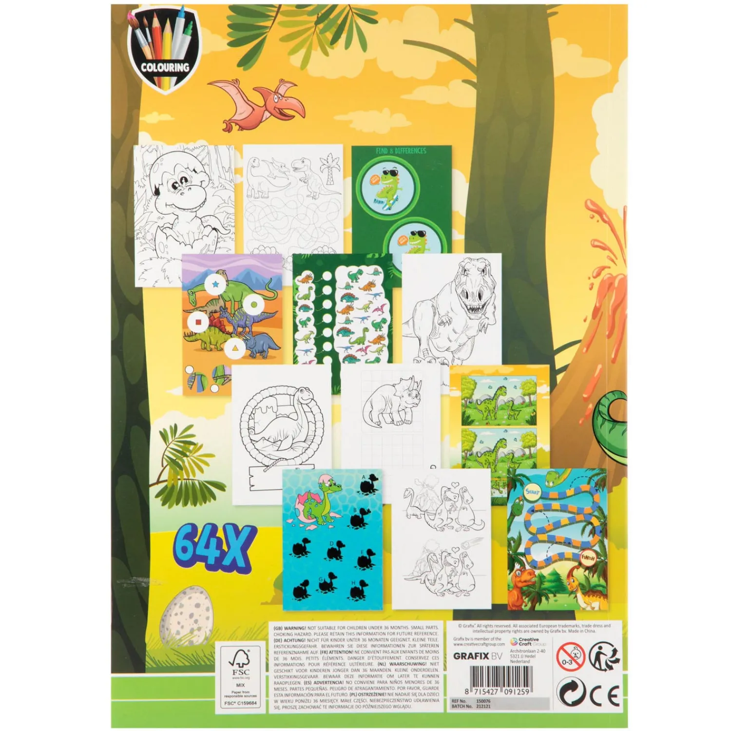 Kleur- en Activiteitenboek Dino, 64pag.>Creative Craft Group Outlet