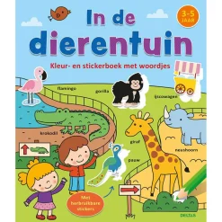 Kleur- en Stickerboek met Woordjes - In de dierentuin-Deltas Online
