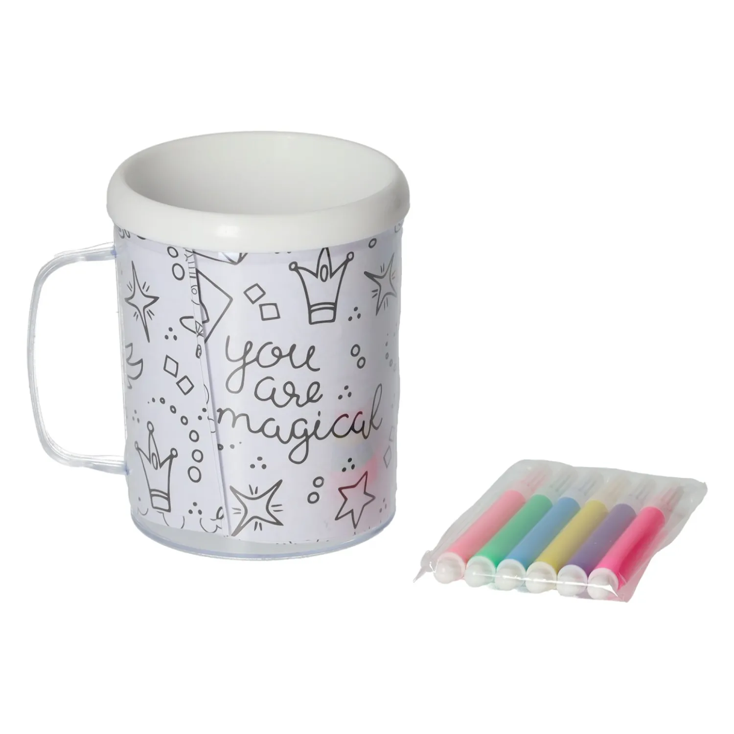 Kleur je eigen Beker Prinsessen Zeemeerminnen Eenhoorns - incl 6 stiften> Online