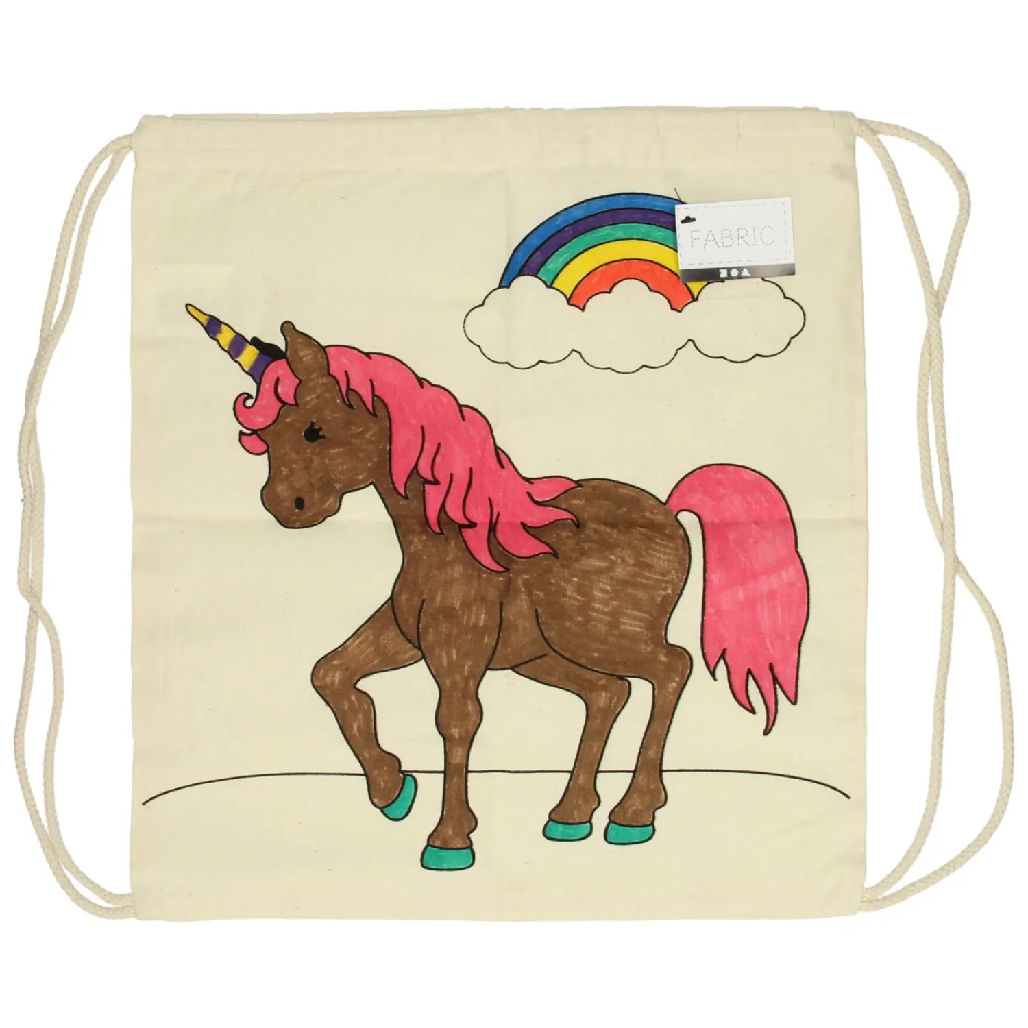 Creativ Company Kleur je eigen Katoenen Gymtas Eenhoorn Sale