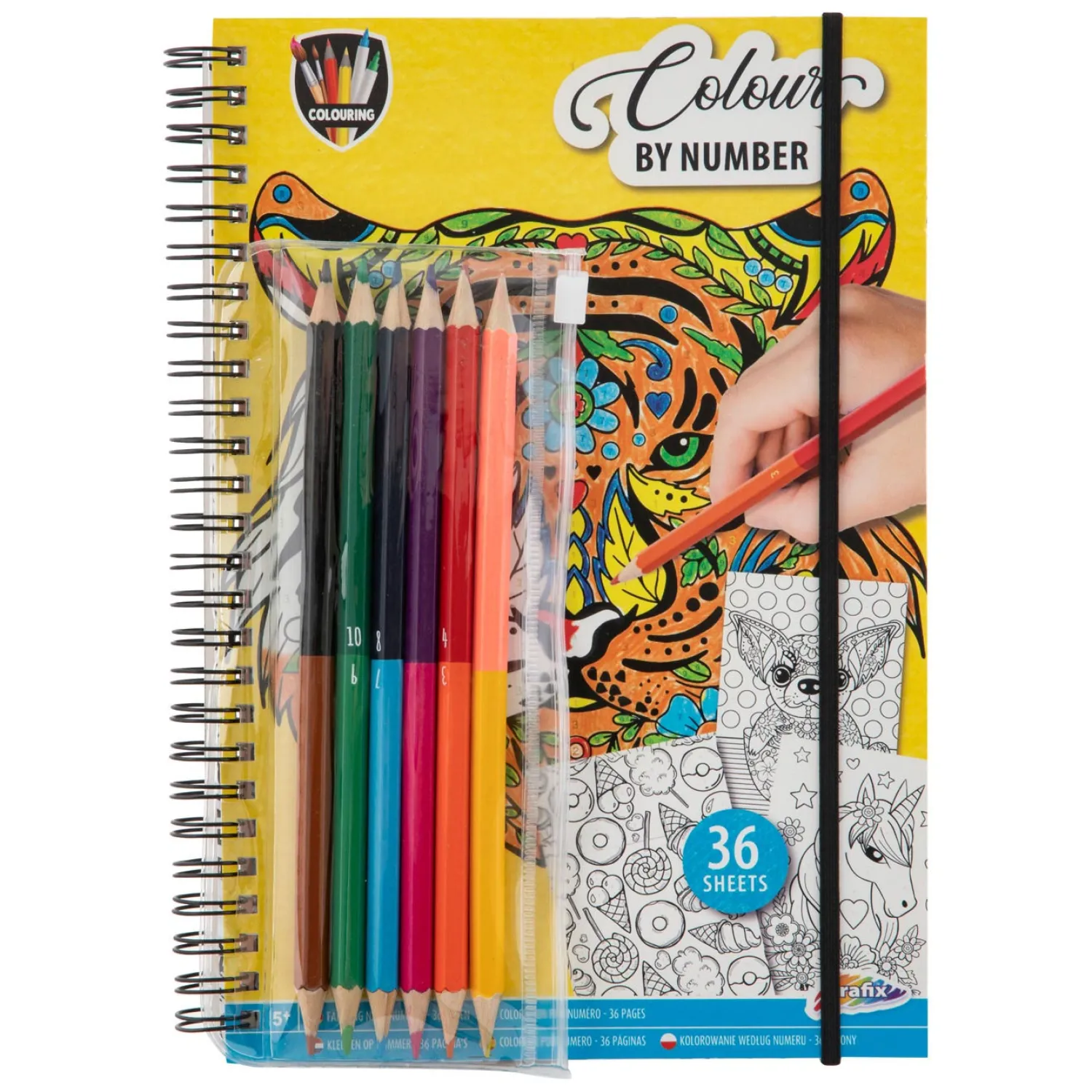 Grafix Kleuren op Nummer Kleurboek met Kleurpotloden.