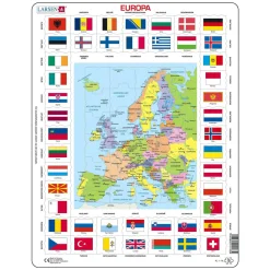 Larsen Kaart Europa met Vlaggen, 70st.-Selecta Hot
