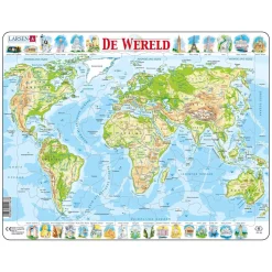 Larsen Legpuzzel Kaart Wereld - Geografisch, 80st.>Selecta Clearance