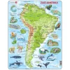 Larsen Legpuzzel Kaart Zuid, Amerika Geografisch met Dieren, 65st.-Selecta New