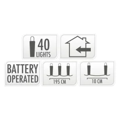 Led Lichtsnoer Zilverdraad, 195cm - Gekleurd- Hot