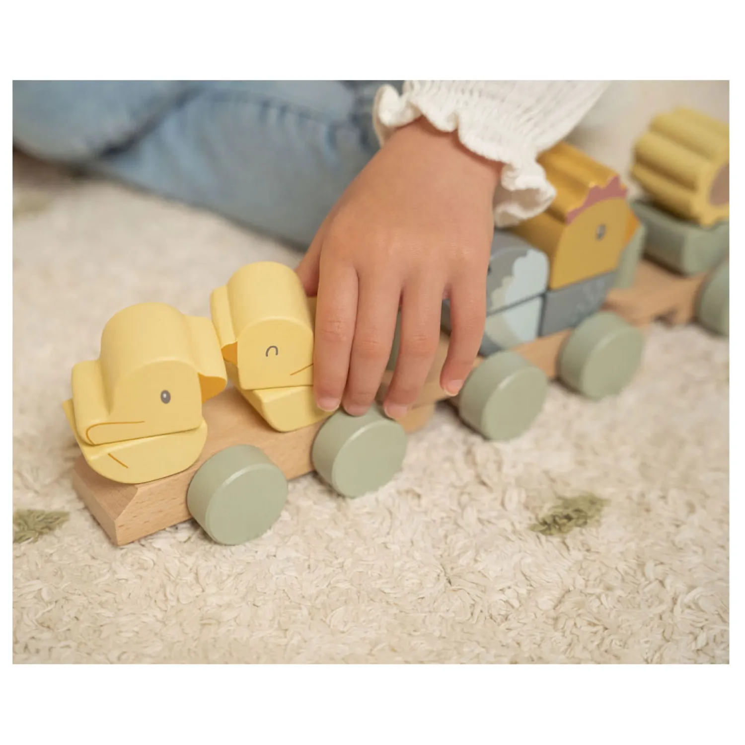 Houten Blokkentrein Kip Little Farm FSC-Little Dutch Hot