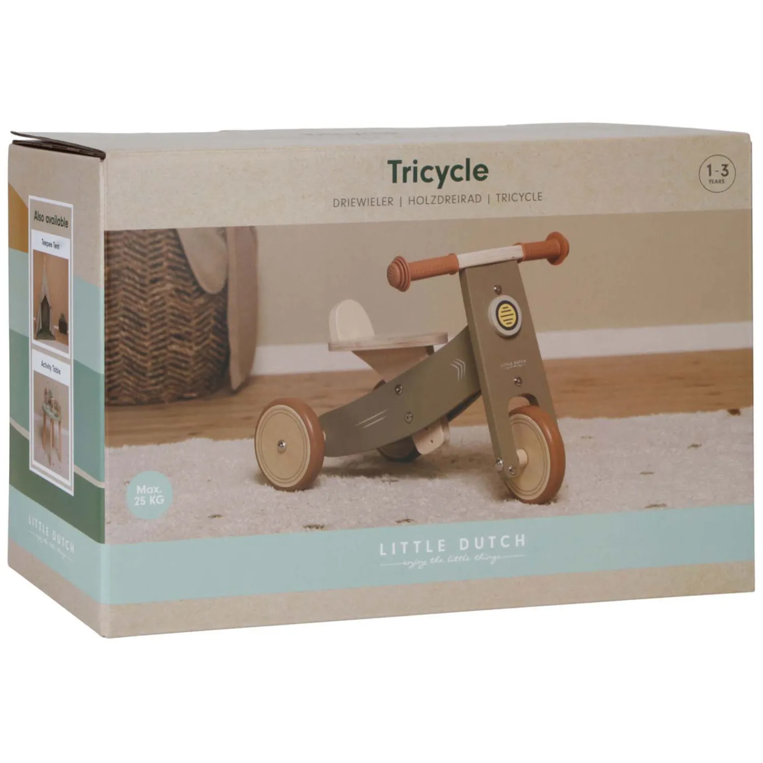 Houten Driewieler Olive FSC>Little Dutch Outlet