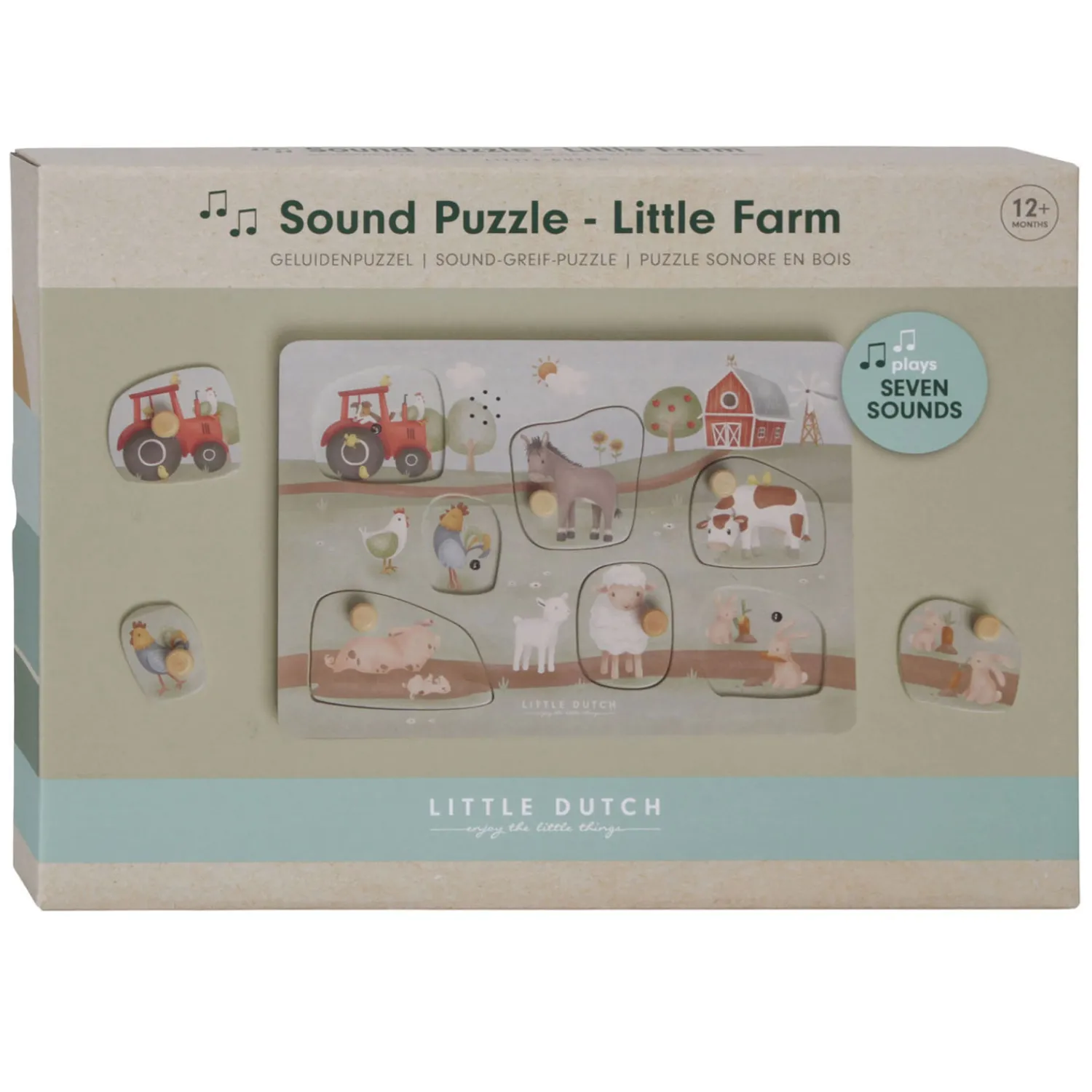 Houten Geluiden Noppenpuzzel Little Farm FSC, 7st.-Little Dutch Sale