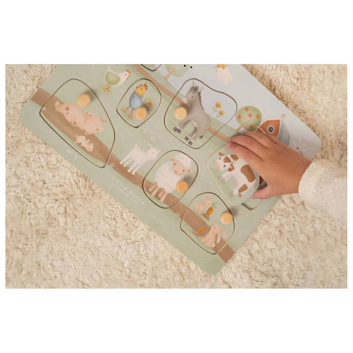 Houten Geluiden Noppenpuzzel Little Farm FSC, 7st.-Little Dutch Sale