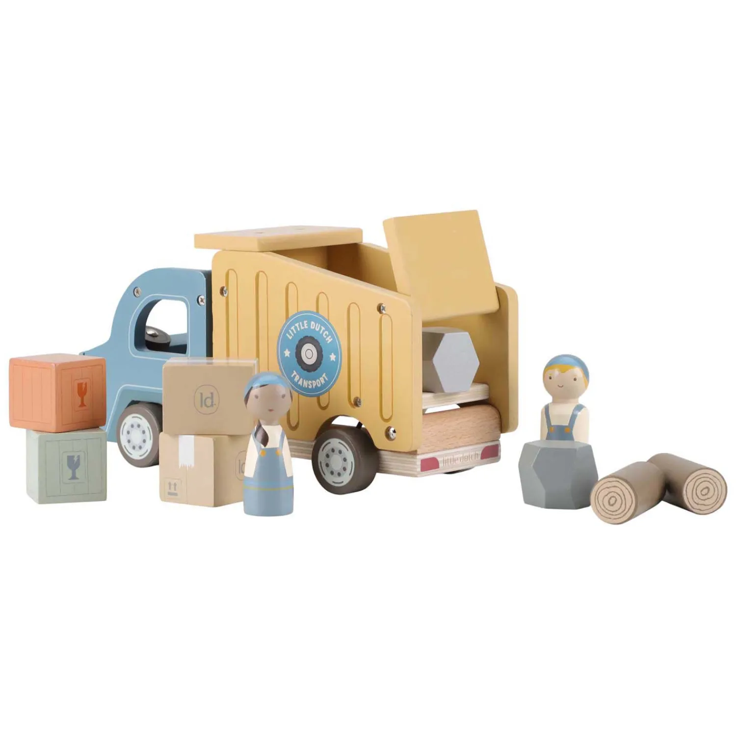 Houten Vuilniswagenset met Poppetje FSC>Little Dutch New