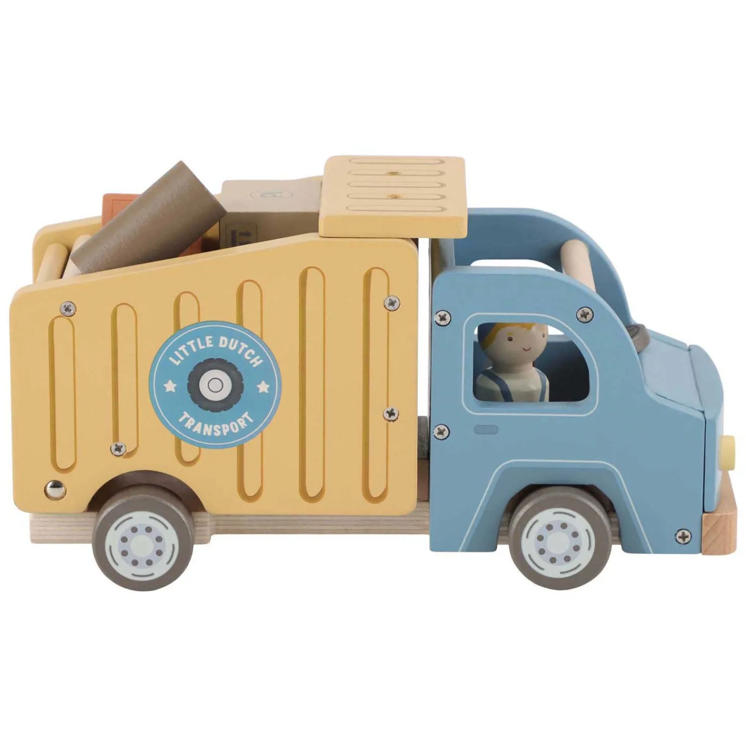 Houten Vuilniswagenset met Poppetje FSC>Little Dutch New