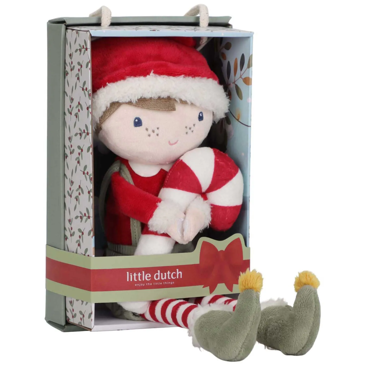 Kerstpop Knuffel Jim GRS - 35cm>Little Dutch Sale