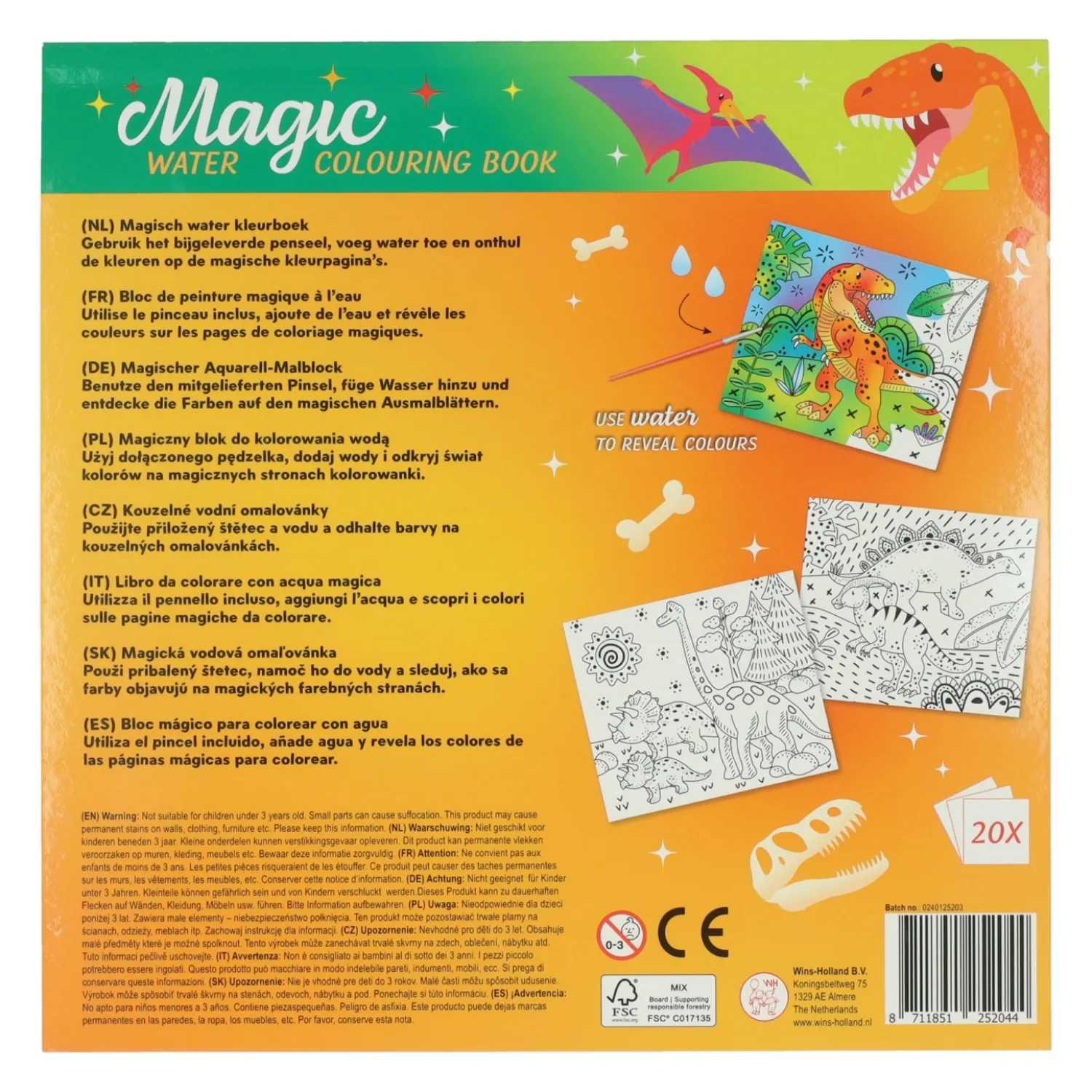 Wins Holland Magische Waterverfkleurblok Dino Best