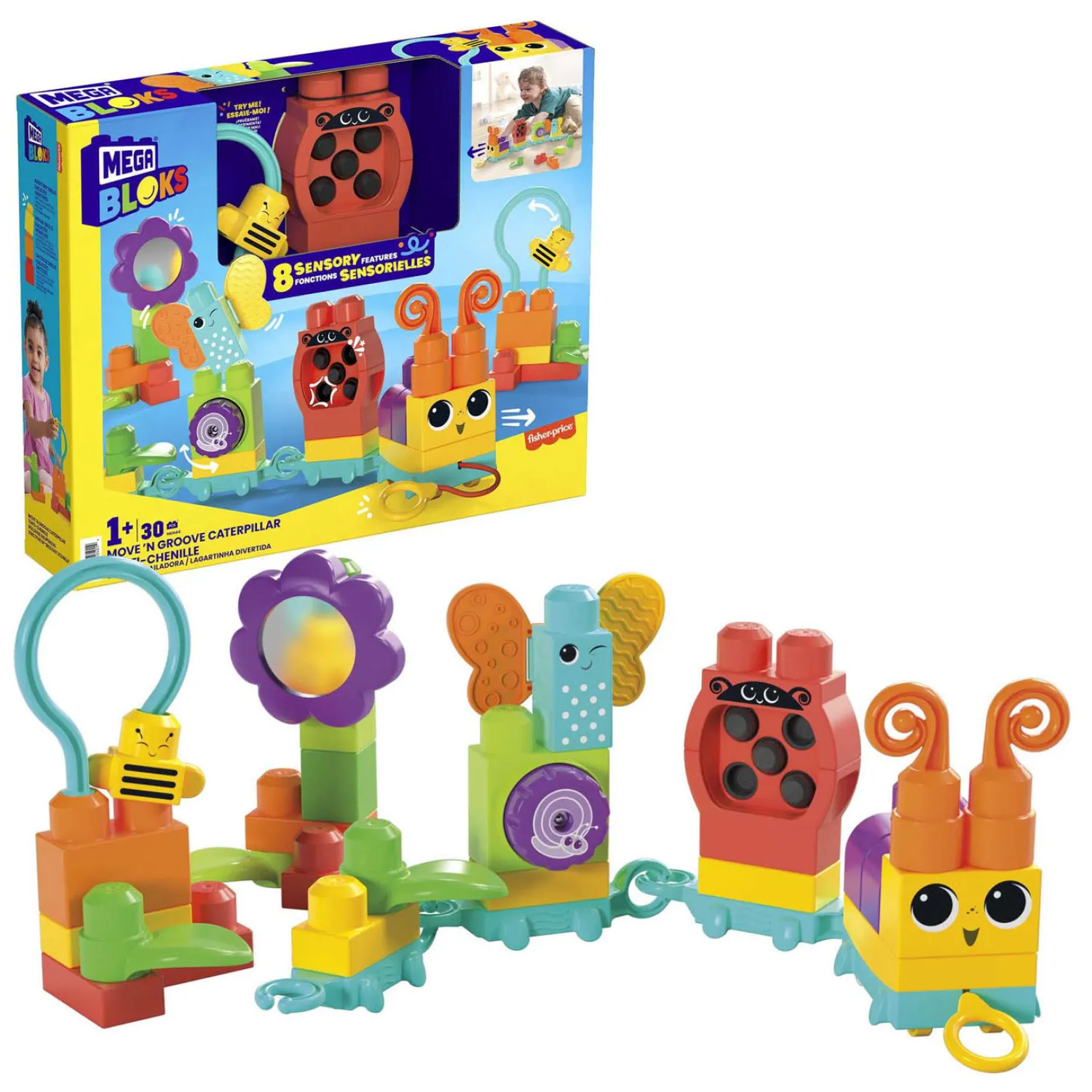 Move' N Groove Caterpillar Bouwset - 30dlg.>Mega Bloks Hot