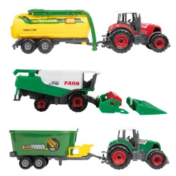 Metal Tractor met Aanhanger, 6dlg.>Toi-Toys Online