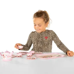 Metalen Theeserviesje Roze, 15dlg. New