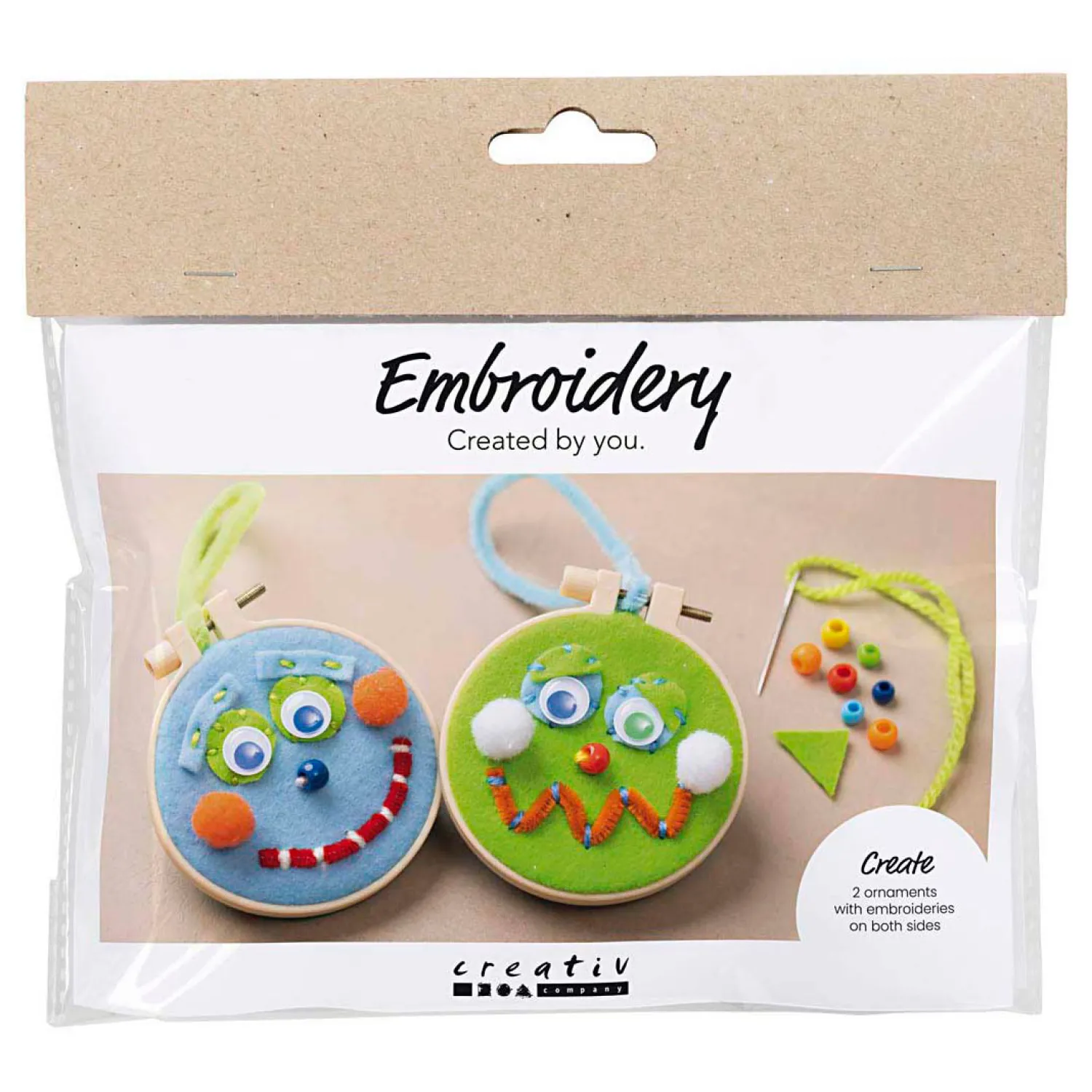 Creativ Company Mini Hobbyset Gezichtjes Borduren Blauw en Groen Best