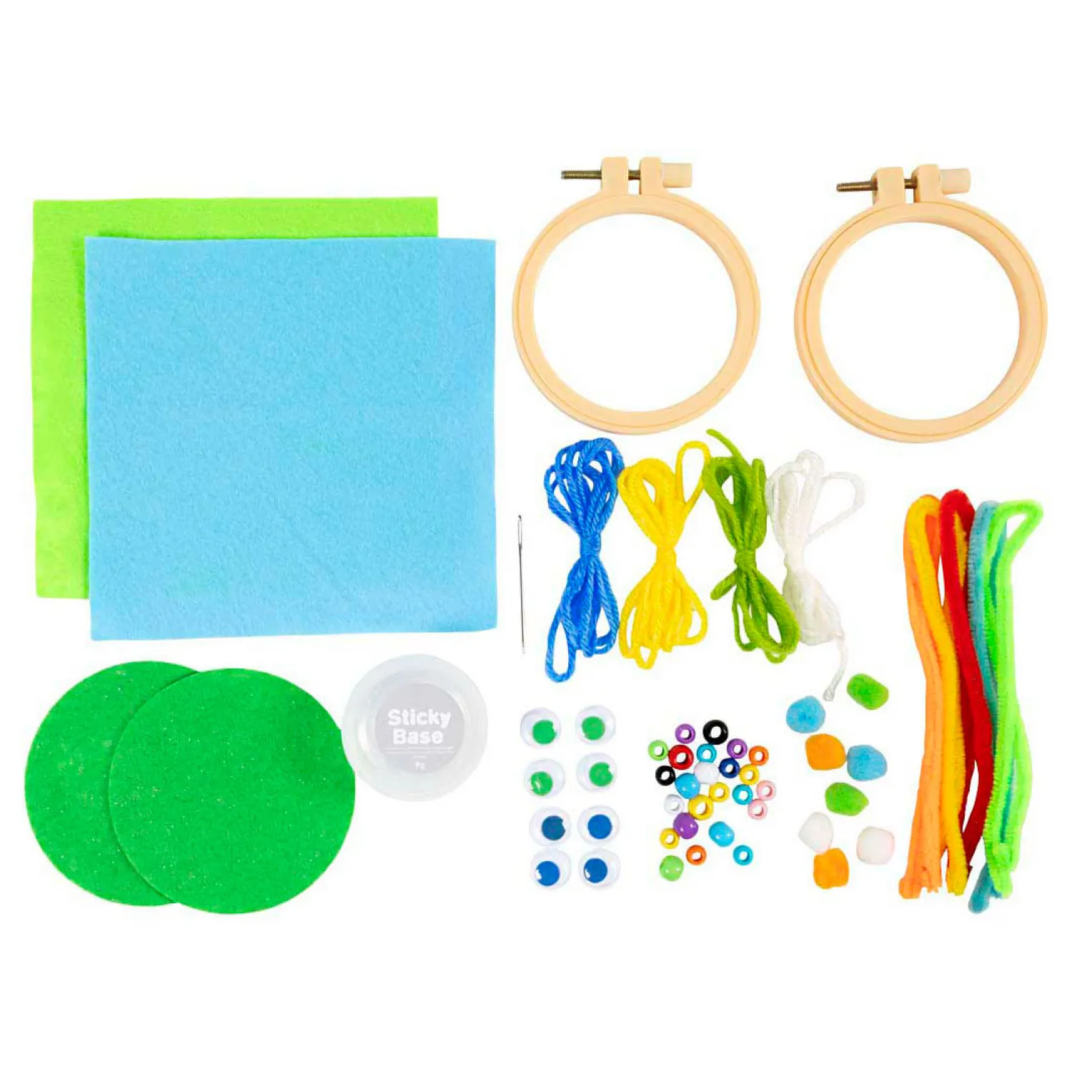Creativ Company Mini Hobbyset Gezichtjes Borduren Blauw en Groen Best