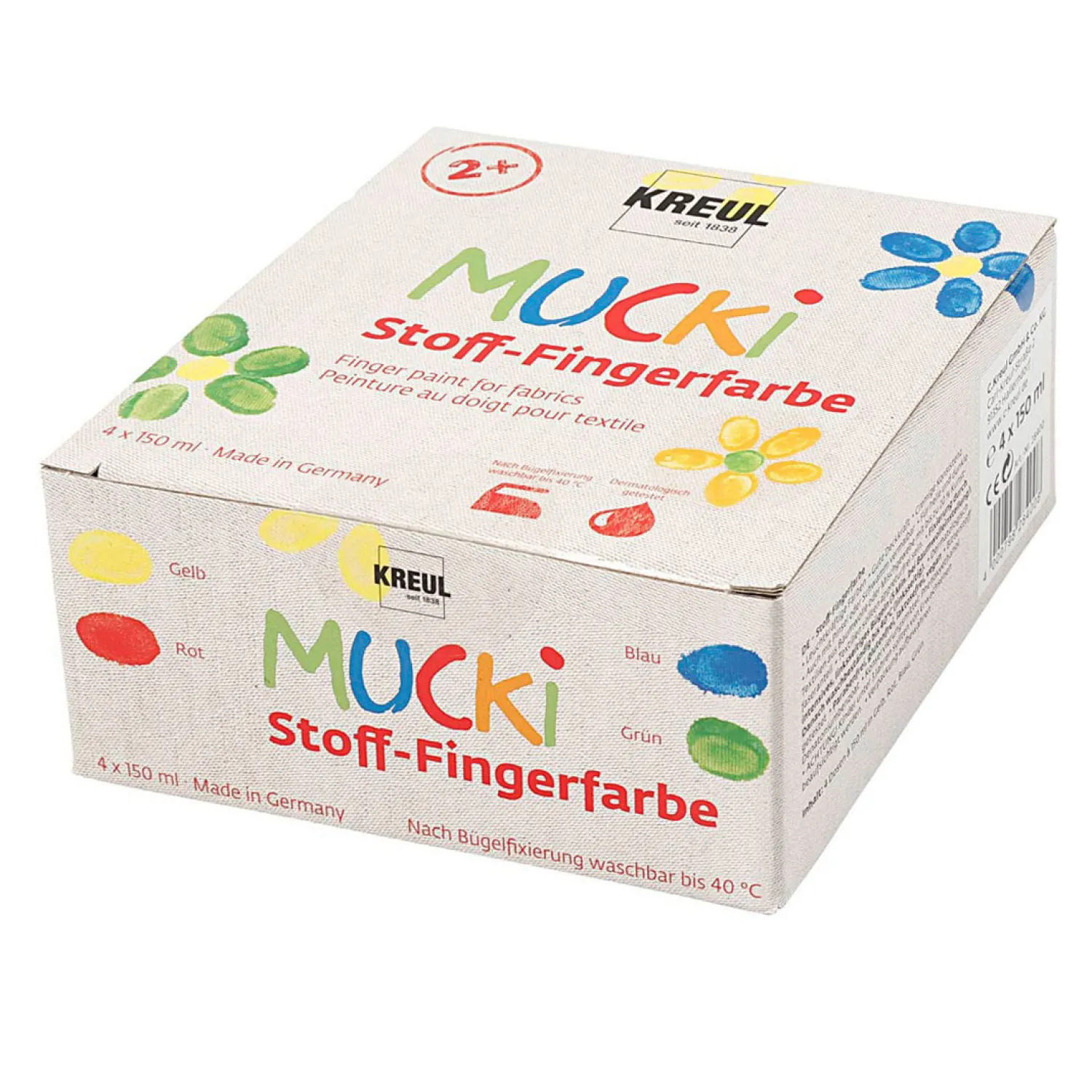 Creativ Company Muck Vingerverf Blauw/Groen/Rood/Geel, 4x150ml Clearance