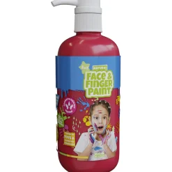 Natural Face & Fingerpaint Fles met Pompje - Rood, 1L-Boti Online