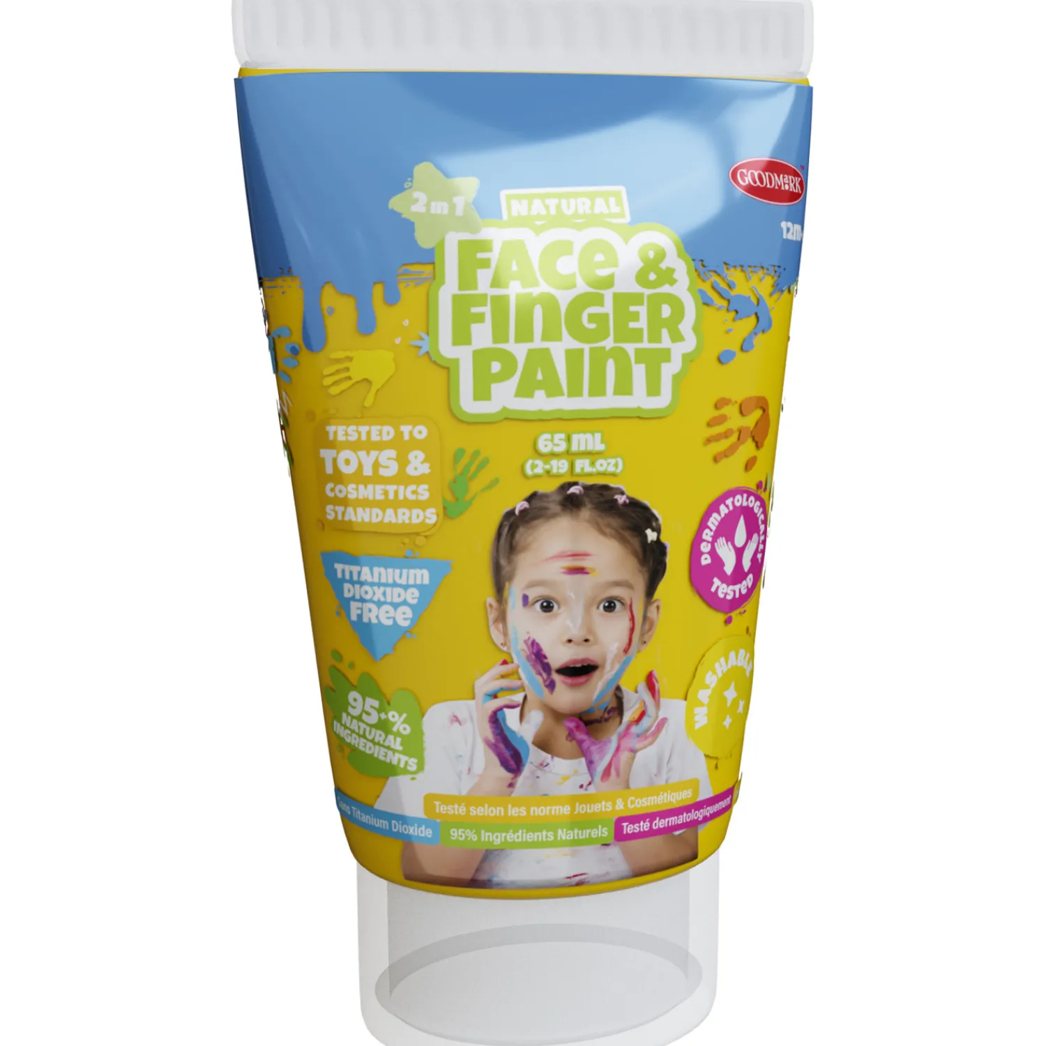 Natural Face & Fingerpaint Tube - Geel, 65ml-Boti Hot