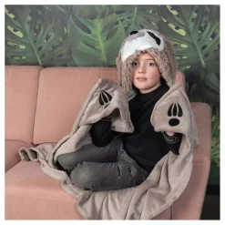 Noxxiez Knuffeldeken met Capuchon Luiaard, 130x100cm Outlet