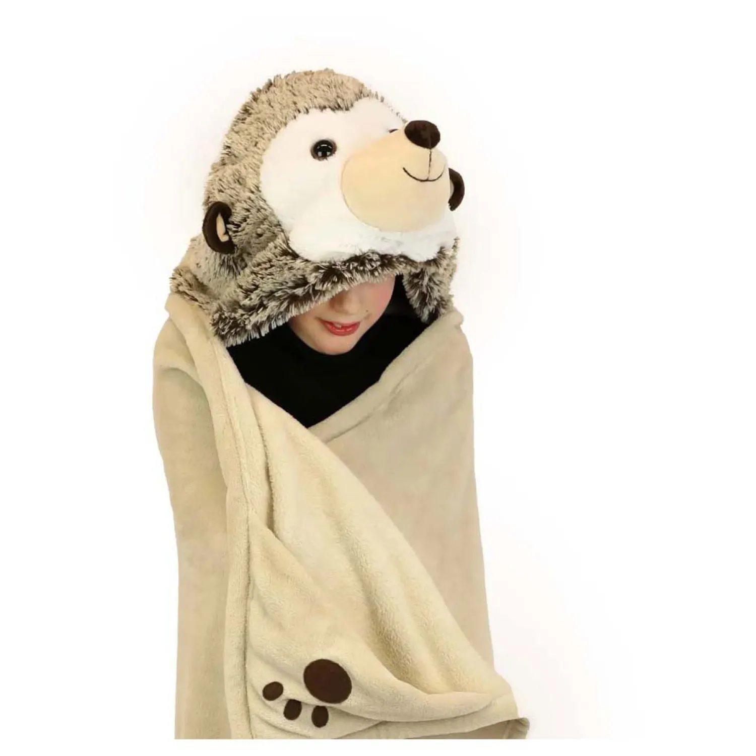 Knuffeldeken met Capuchon Egel, 130x100cm-Noxxiez Online