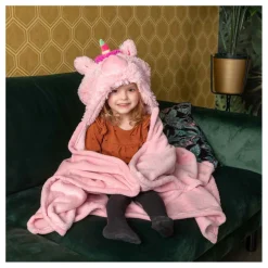 Noxxiez Knuffeldeken met Capuchon Eenhoorn, 130x100cm Best