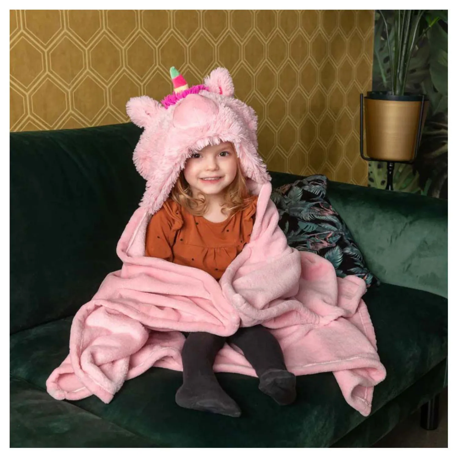 Noxxiez Knuffeldeken met Capuchon Eenhoorn, 130x100cm Best