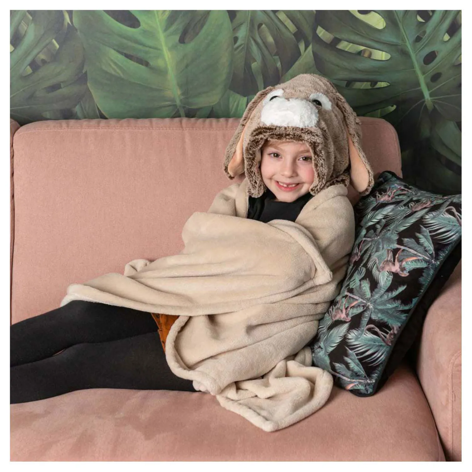 Noxxiez Knuffeldeken met Capuchon Konijn, 130x100cm Best