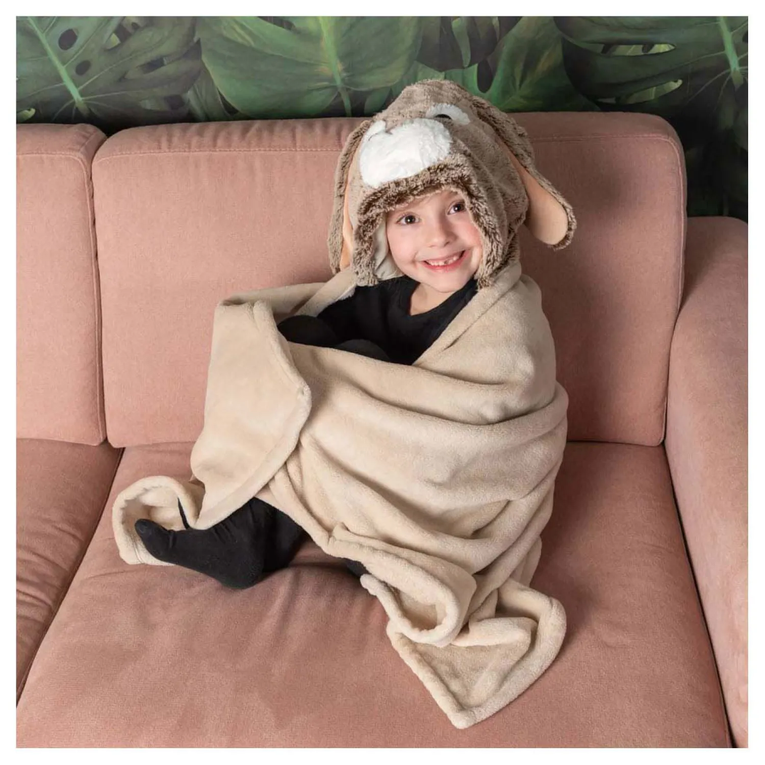 Noxxiez Knuffeldeken met Capuchon Konijn, 130x100cm Best