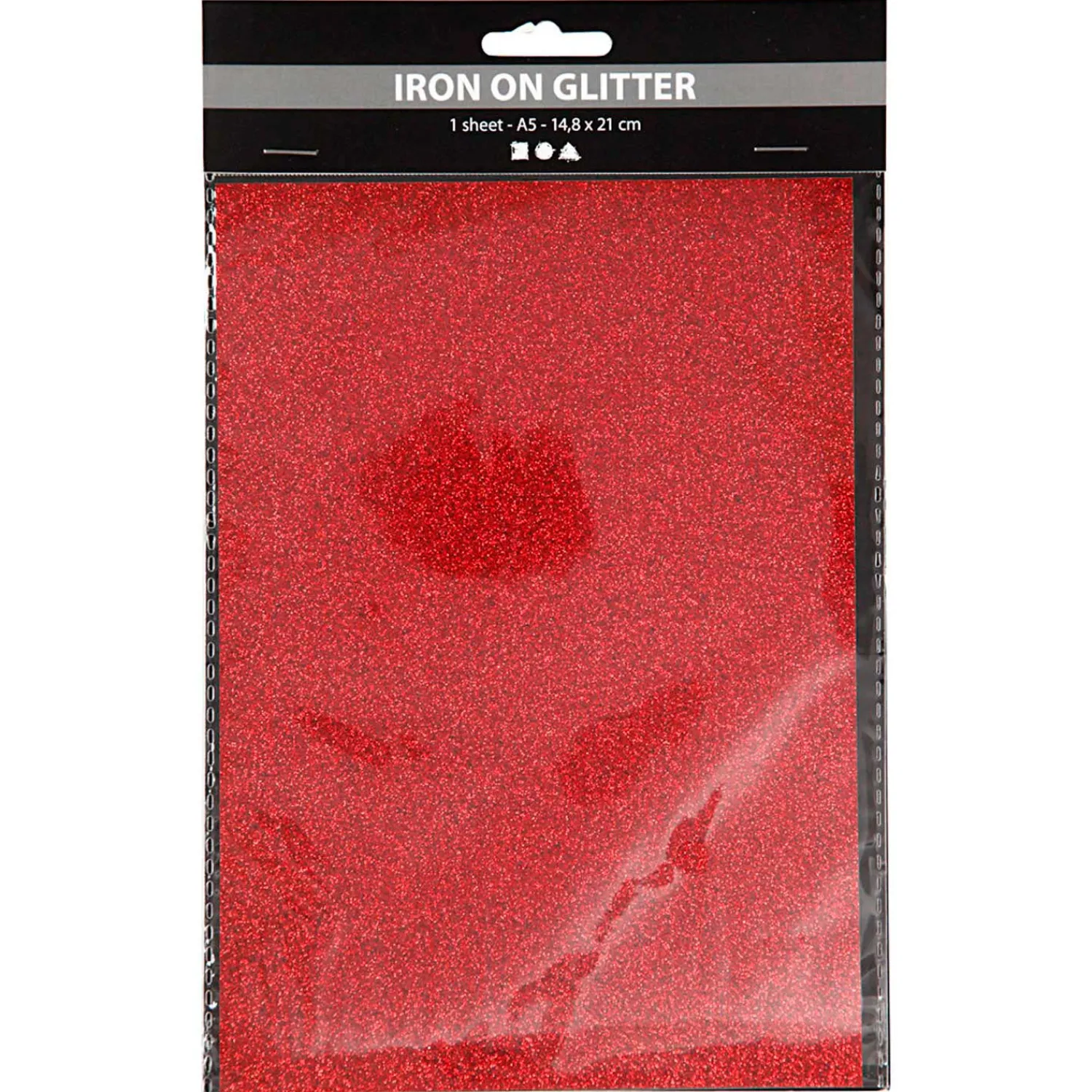 Opstrijkfolie Glitter Rood, A5-Creativ Company Outlet