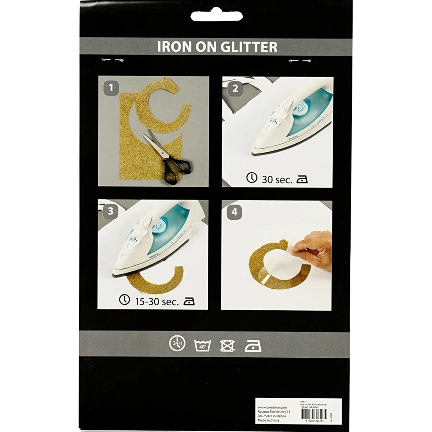 Opstrijkfolie Glitter Rood, A5-Creativ Company Outlet