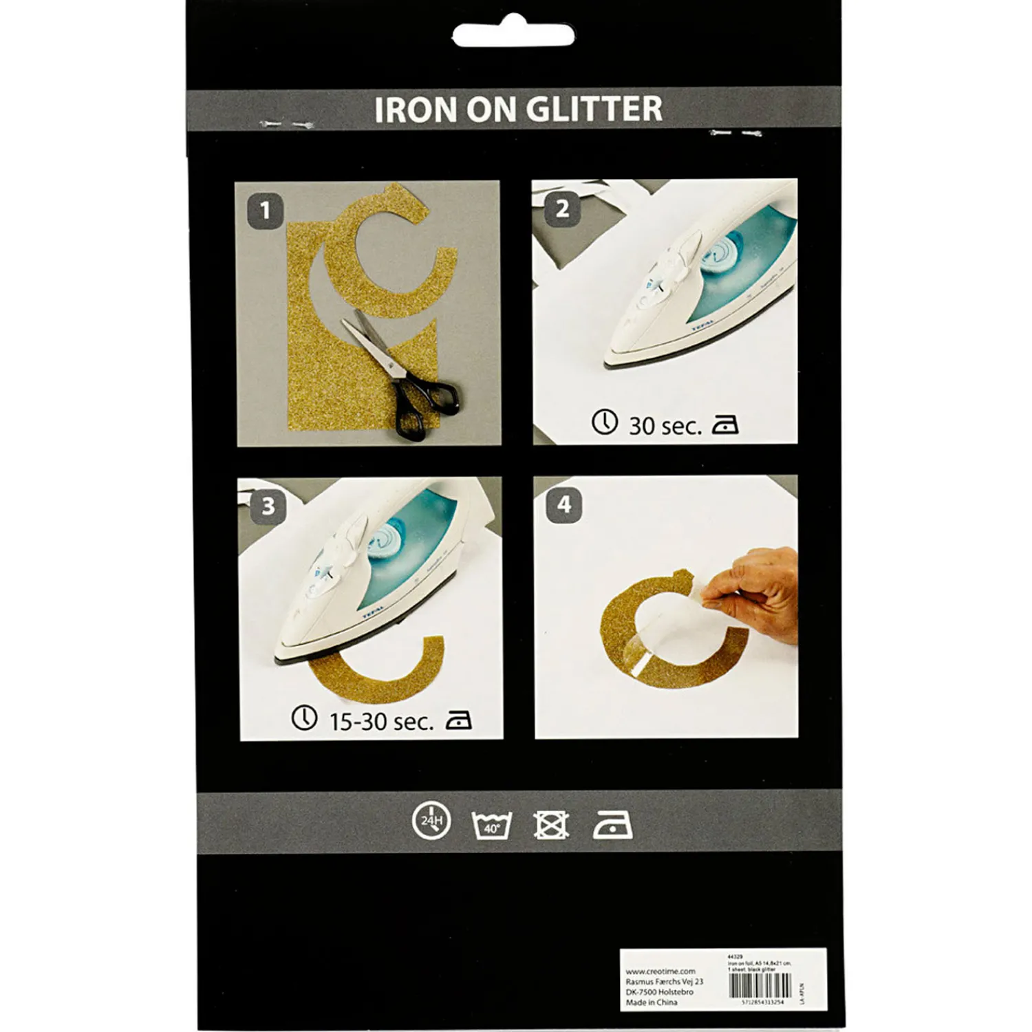 Opstrijkfolie Glitter Zwart, A5>Creativ Company Hot