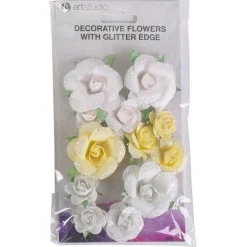 Papieren Bloemen met Glitters Discount