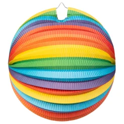 Papieren Lantaarn Rond Regenboog, 25cm>Globos Online
