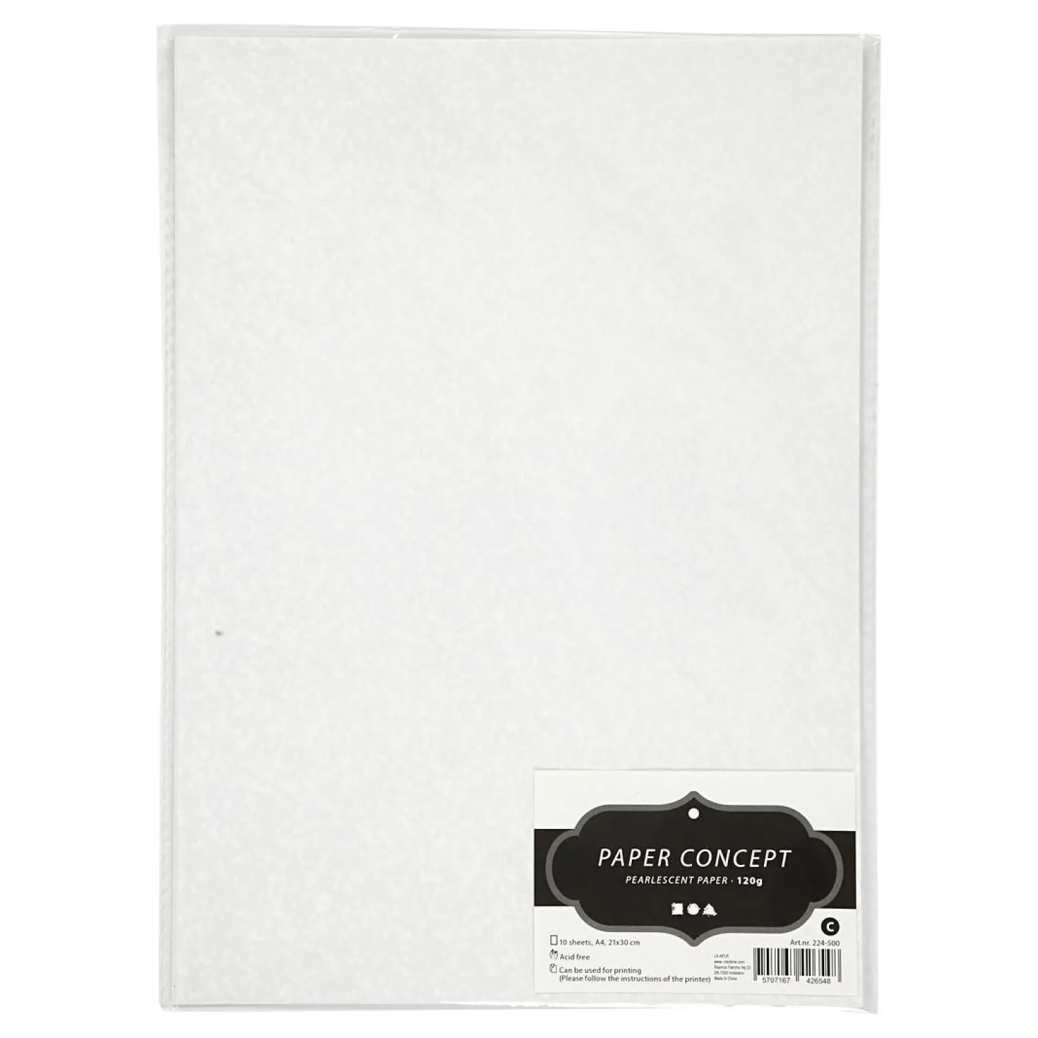 Parelmoerpapier A4 Wit Parelmoer 120 grams, 10 Vellen-Creativ Company Clearance