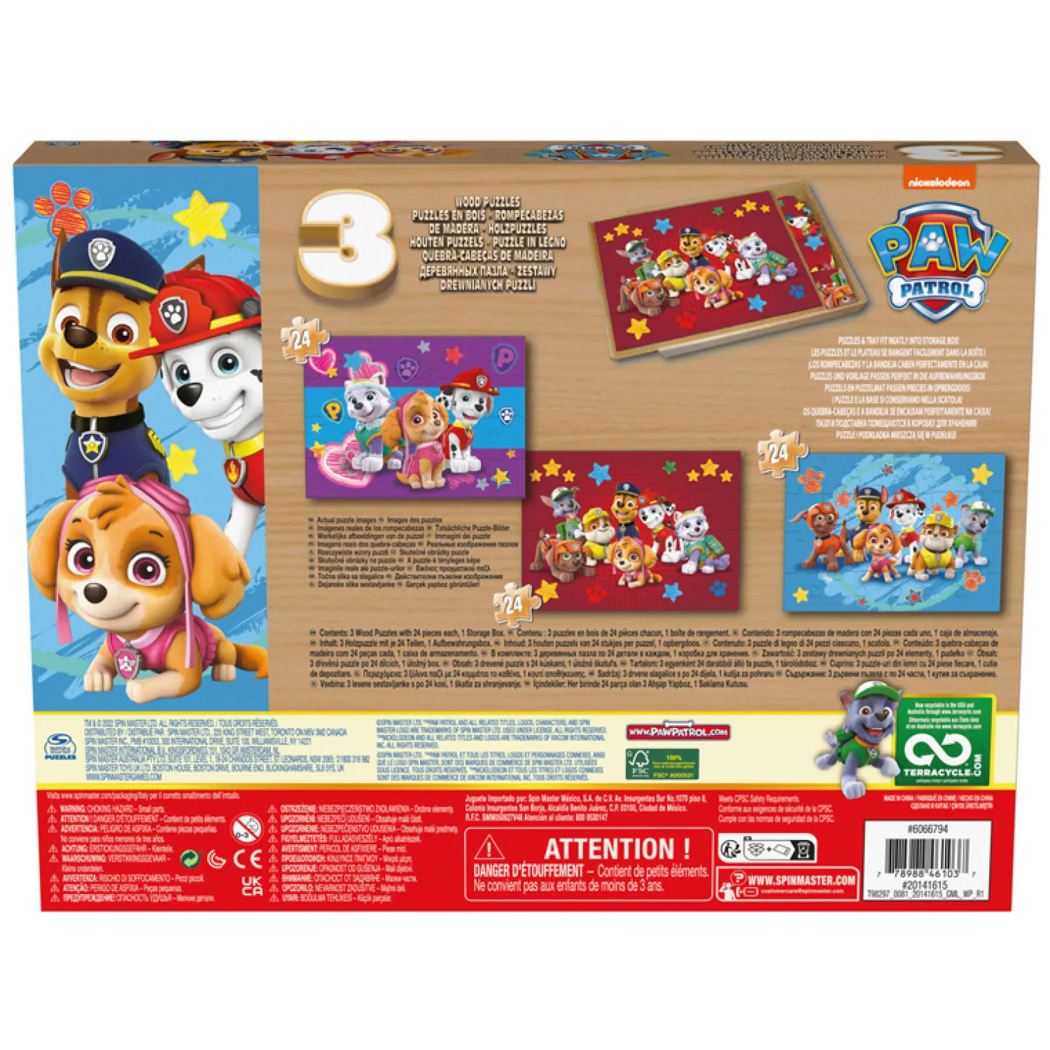 Spin Master PAW Patrol Houten Puzzel, 3x24st. Best