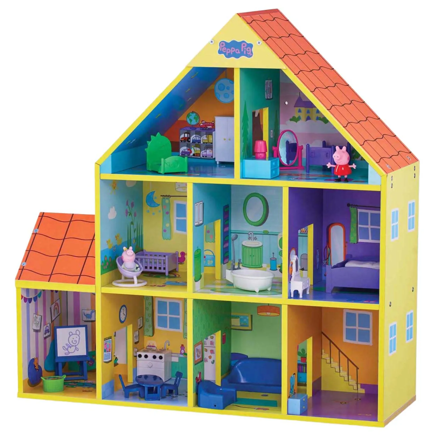 Peppa Pig Houten Poppenhuis met 9 Kamers-Spectron Discount