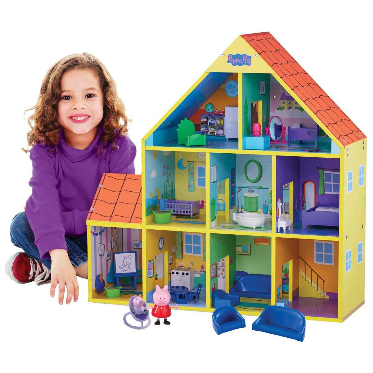 Peppa Pig Houten Poppenhuis met 9 Kamers-Spectron Discount