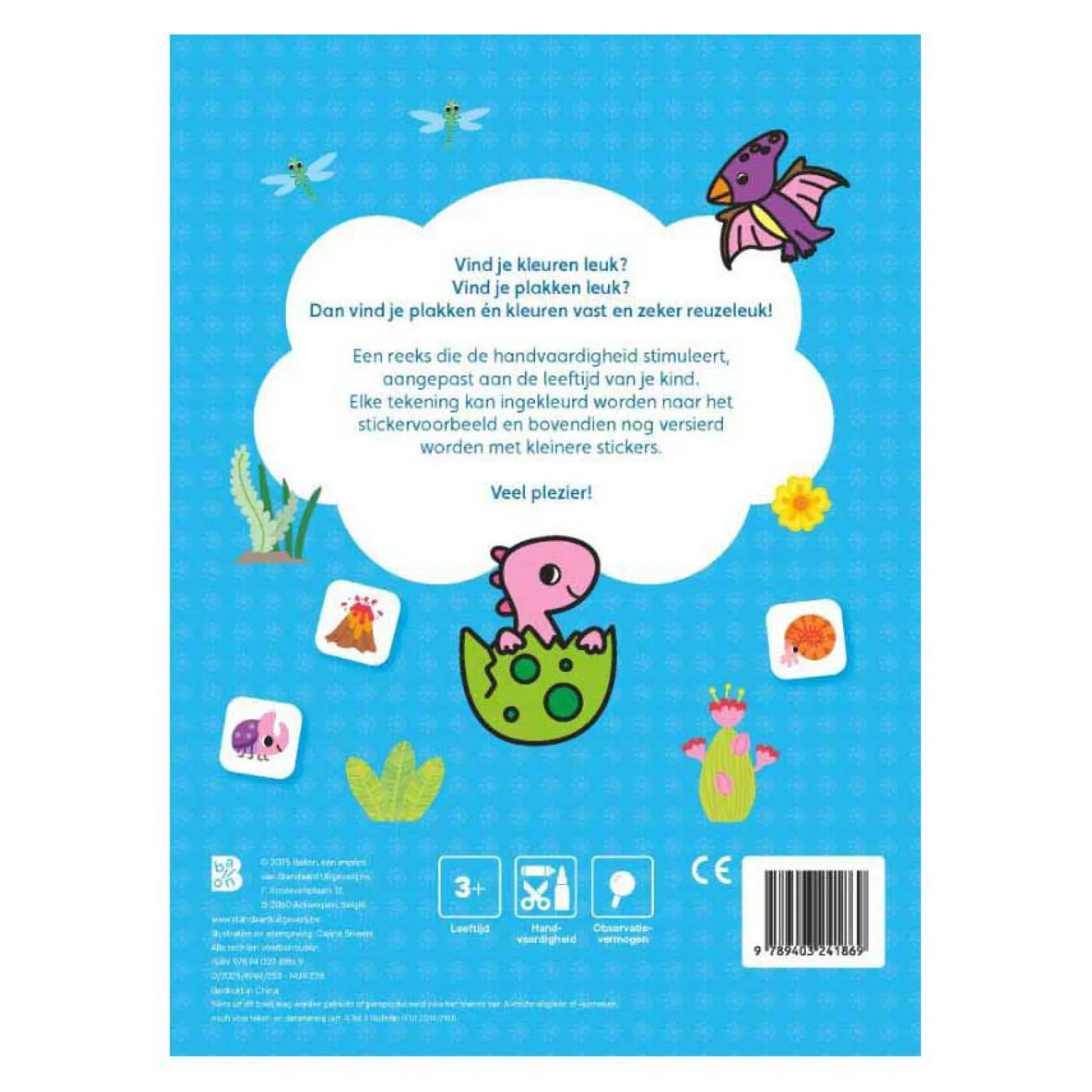 Plak en Kleur Peutertuin Dino's 2+-Standaard Uitgeverij New