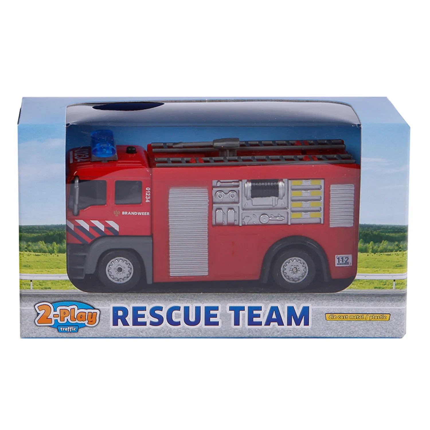 Die-cast Pull Back Brandweer NL Licht en Geluid-2-Play Outlet