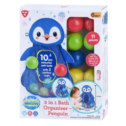 Badspeelgoed Opberger Pinguin met ballen - 11dlg.-Playgo New