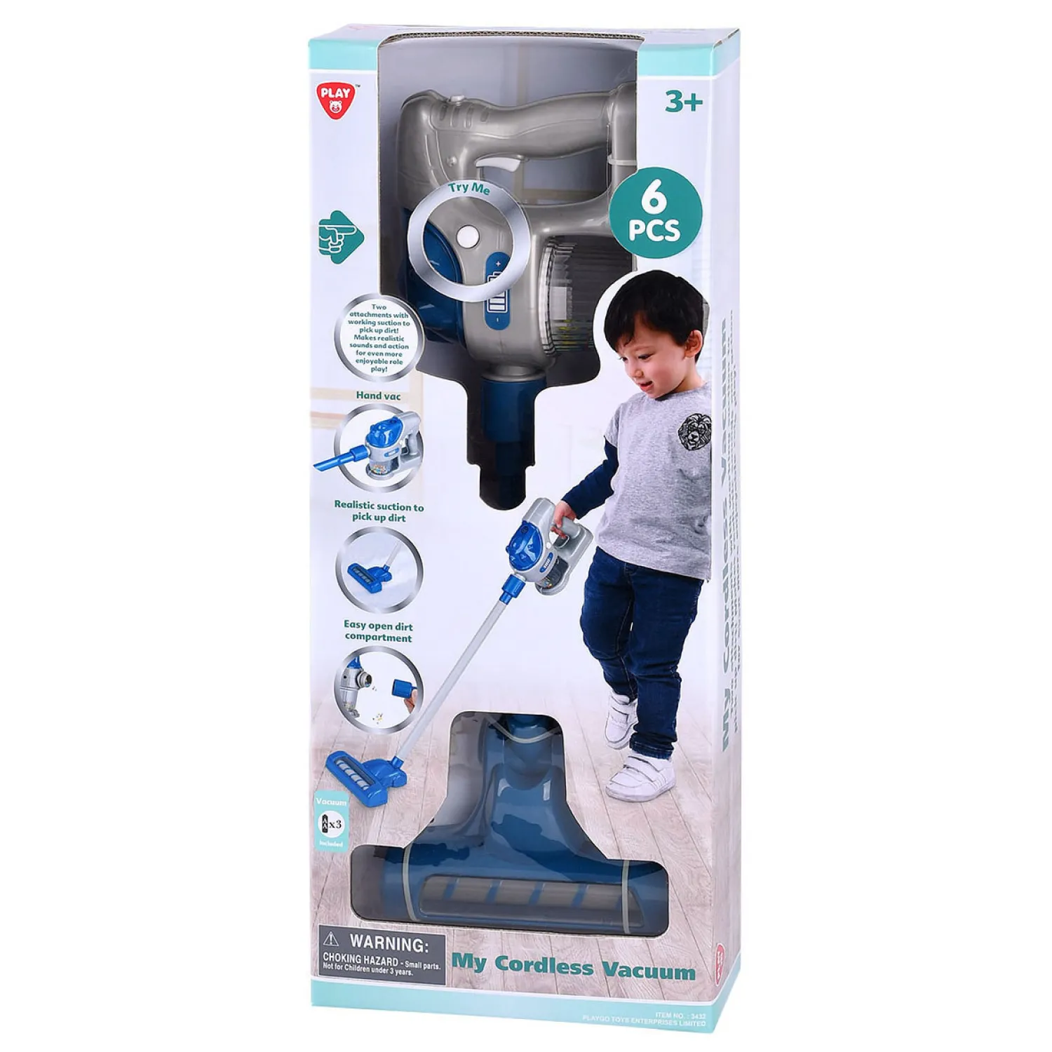 Draadloze Stofzuiger Grijs Blauw - 6dlg.-Playgo New