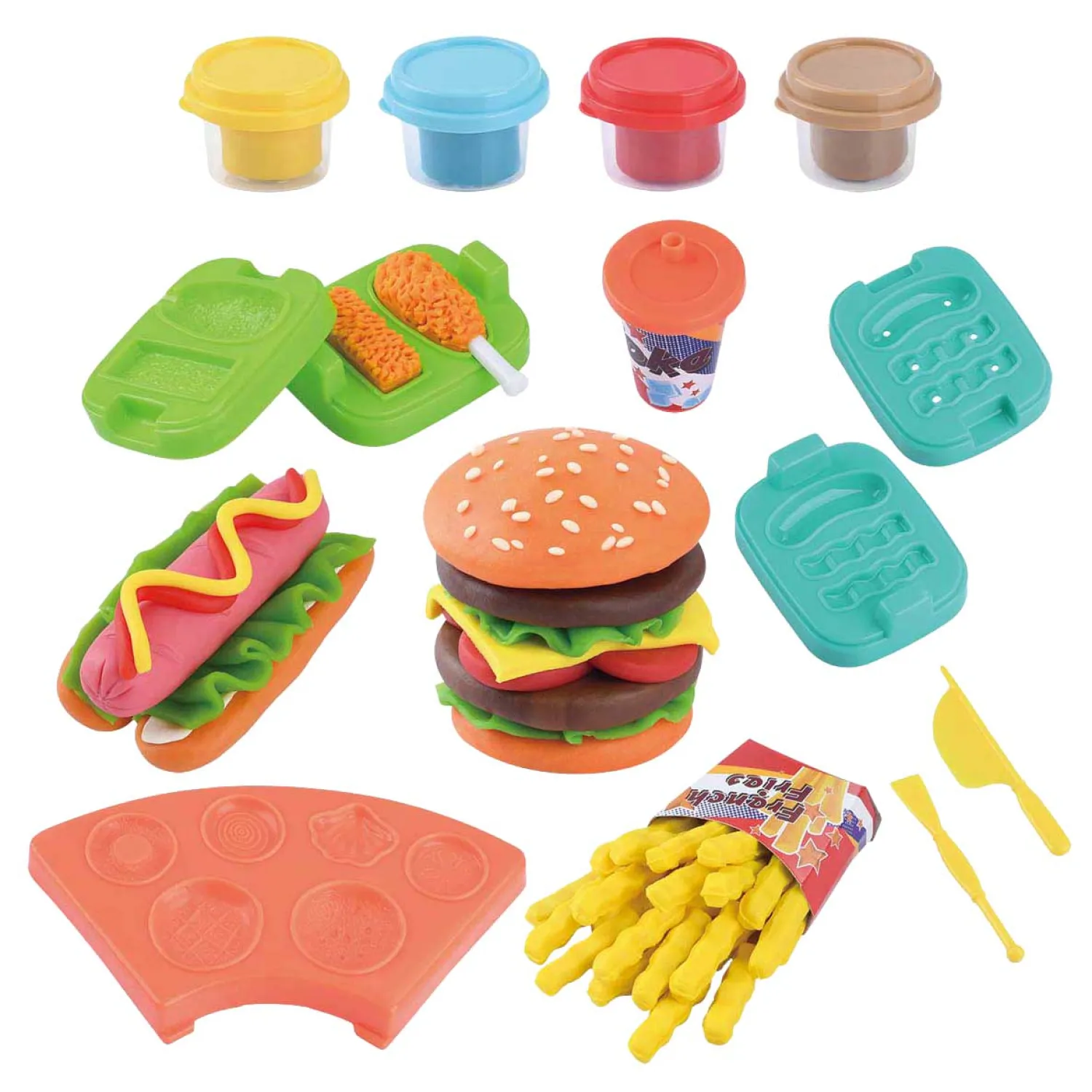 Playgo Hamburger Kleiset - 4 Kleipotjes Best